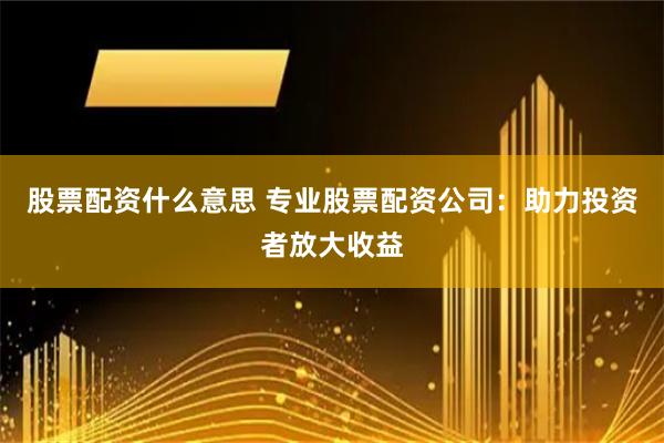 股票配资什么意思 专业股票配资公司：助力投资者放大收益